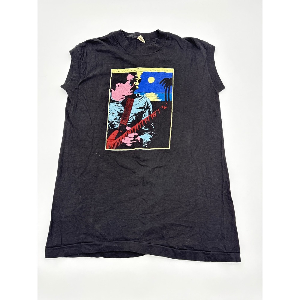 Vintage Carlos Santana Havana Moon Screen Stars Muscle Tee Black Mens Medium